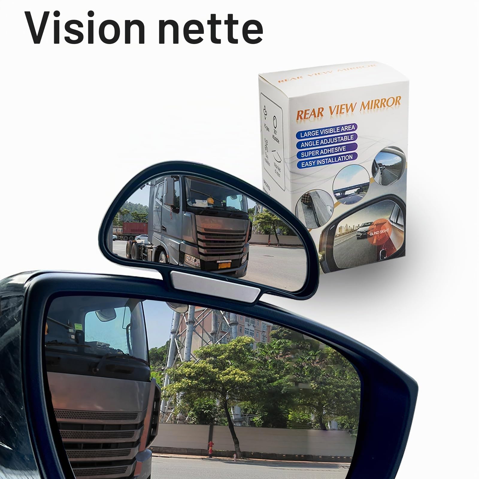 Rétroviseur d'angle mort ajustable à NEW MIRROR 360 degrés pour voiture, rétroviseur en verre HD Accessoires extérieurs pour voiture Epaisseur (Rétroviseur simple droit)