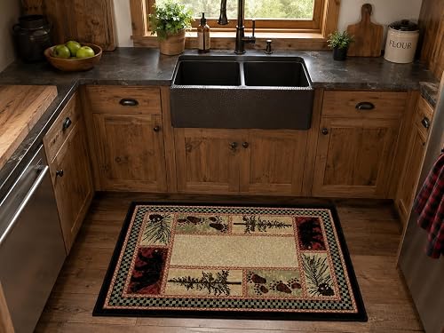 Rustic Lodge Black Bear 2x3 Area Rug, 2'2x3'3