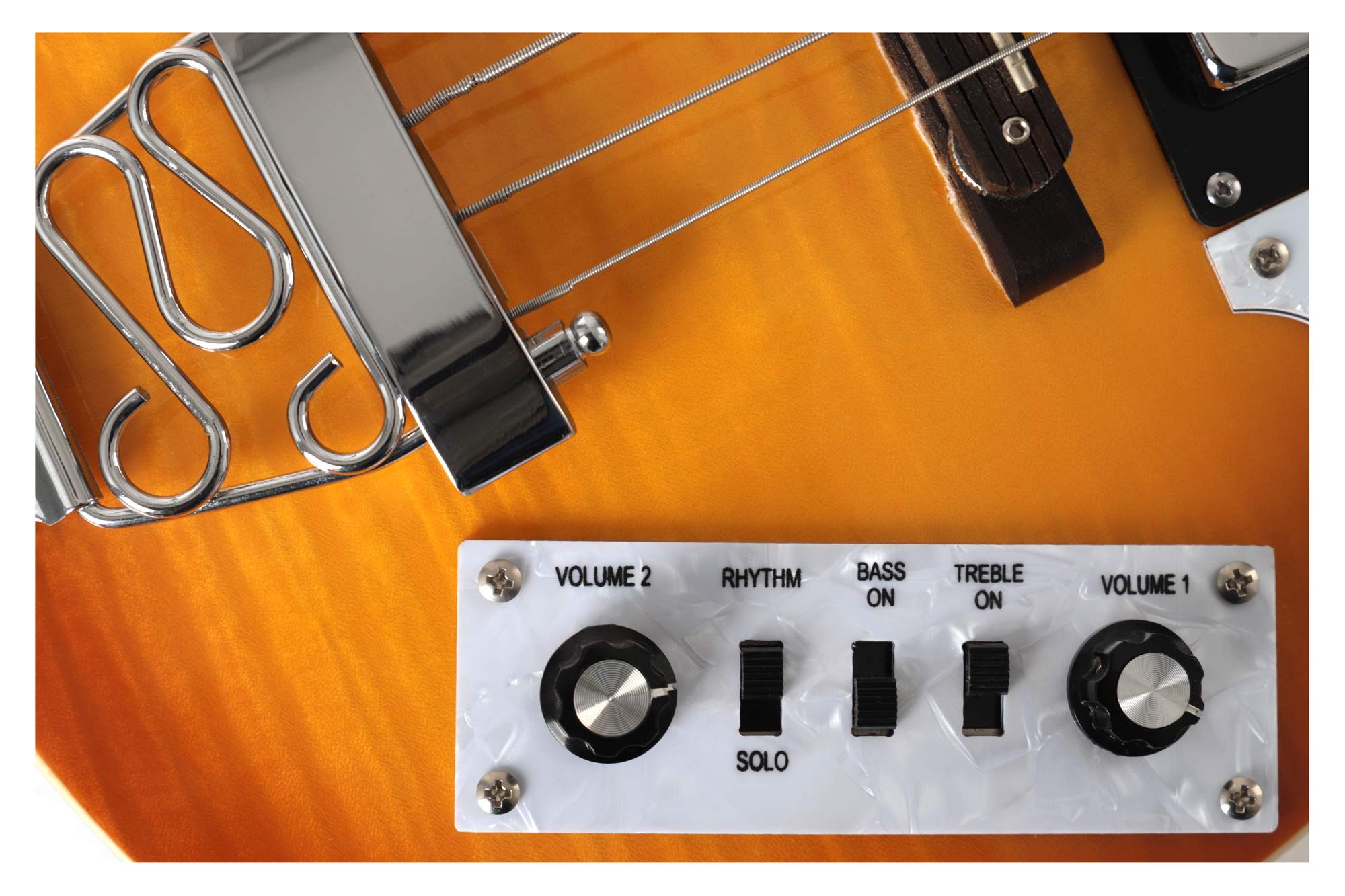 Rocktile VB-1 Sir Paul Vintage Beatbass Set E-Bass Hollow Body Violinbass 2 Humbucker Pickups Sunburst