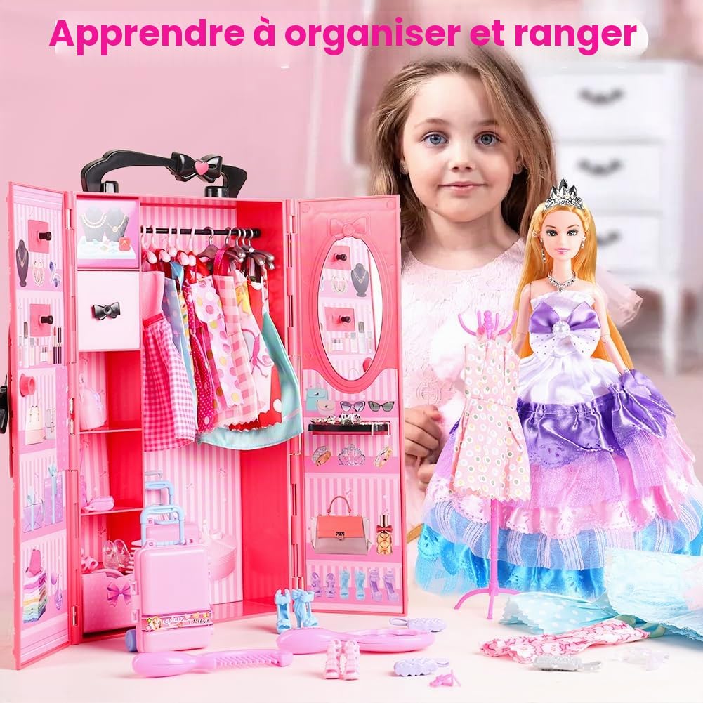 UCanaan Poupée Girl et Son Ensemble Complet : Robes et Nombreux Accessoires pour Habiller et créer. Idée Cadeau Parfaite pour Une Fille à Noël ou pour Son Anniversaire