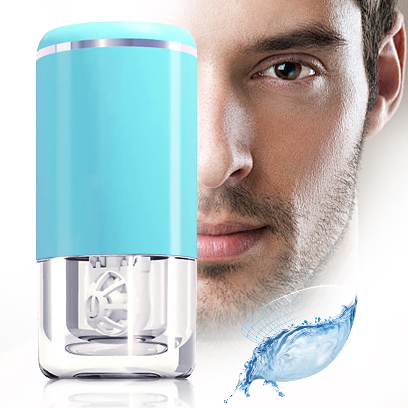 Portable Ultrasonic Contact Lens Cleaner with USB Charger and Solution Soak Case - Soft Colored Hard Rgp Ok