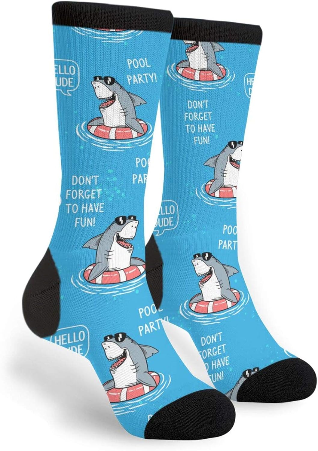 トロピカルピンク フラミンゴの葉 ブラックストライプ 楽しい カラフル ノベルティ グラフィック クルーチューブソックス メンズ レ