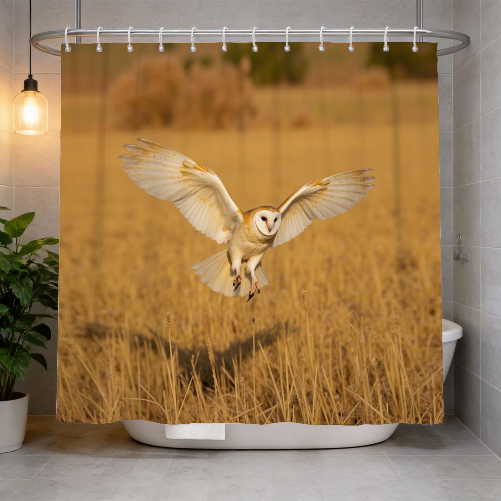 Hongduo 3D Owl Shower Curtain for Stalls Bathtubs Birds Bathroom Decor Shower Curtain Set Polyester Fabric Waterproof 200x200cm/79X79 Inch with Hooks
