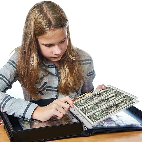 Miniatura 7 de 12 hojas de suministros de colección de dinero de papel, fundas para álbumes de libros de recolección de monedas, 36 bolsillos para sellos de dinero