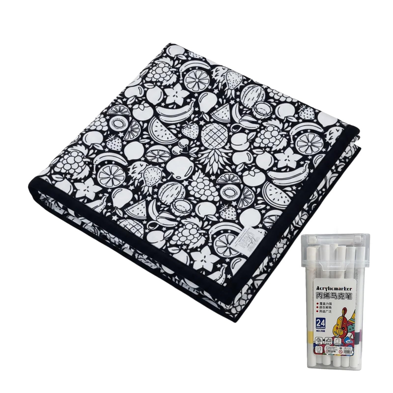 Ozzyr DIY Coloring Blanket with 24 Marker Pen Creative(H)