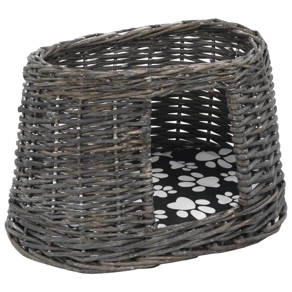 Katzenbett, Weide, natürlich, 3-teilig, mit Kissen | Kompaktes Design, abnehmbares Kissen, einfache Montage, Haus für den Innenbereich