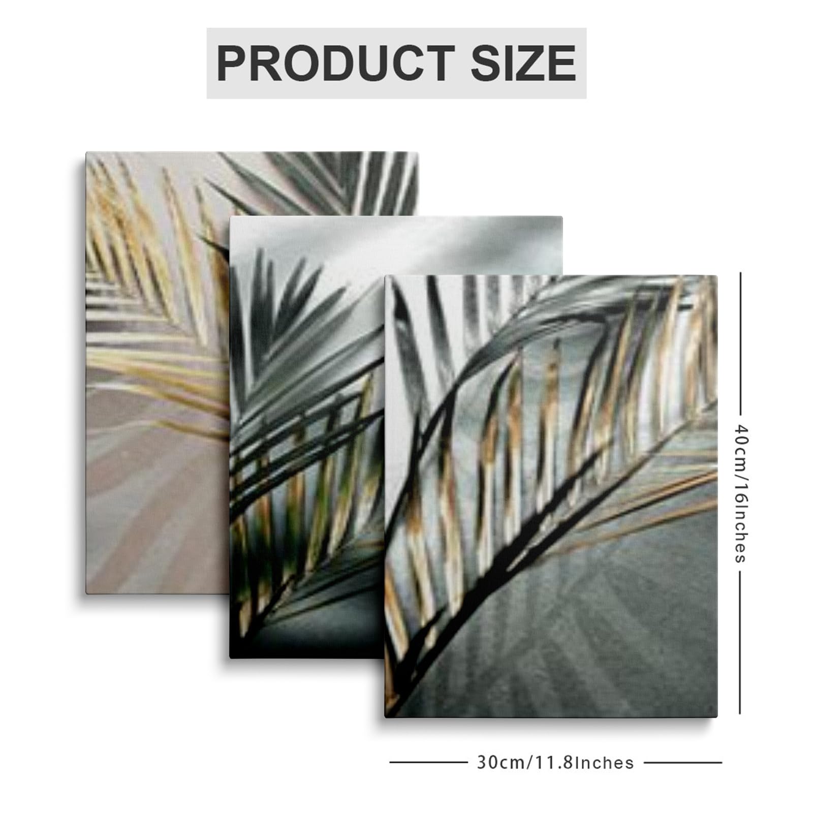 prinfantasy Framed Canvas Wall Art 3Pcs Modern Aesthetic Green Plant Home Decor Poster Painting Decoration for Bedroom Living Room Office Ready to Hang 30x40cm 0508 - Image 2