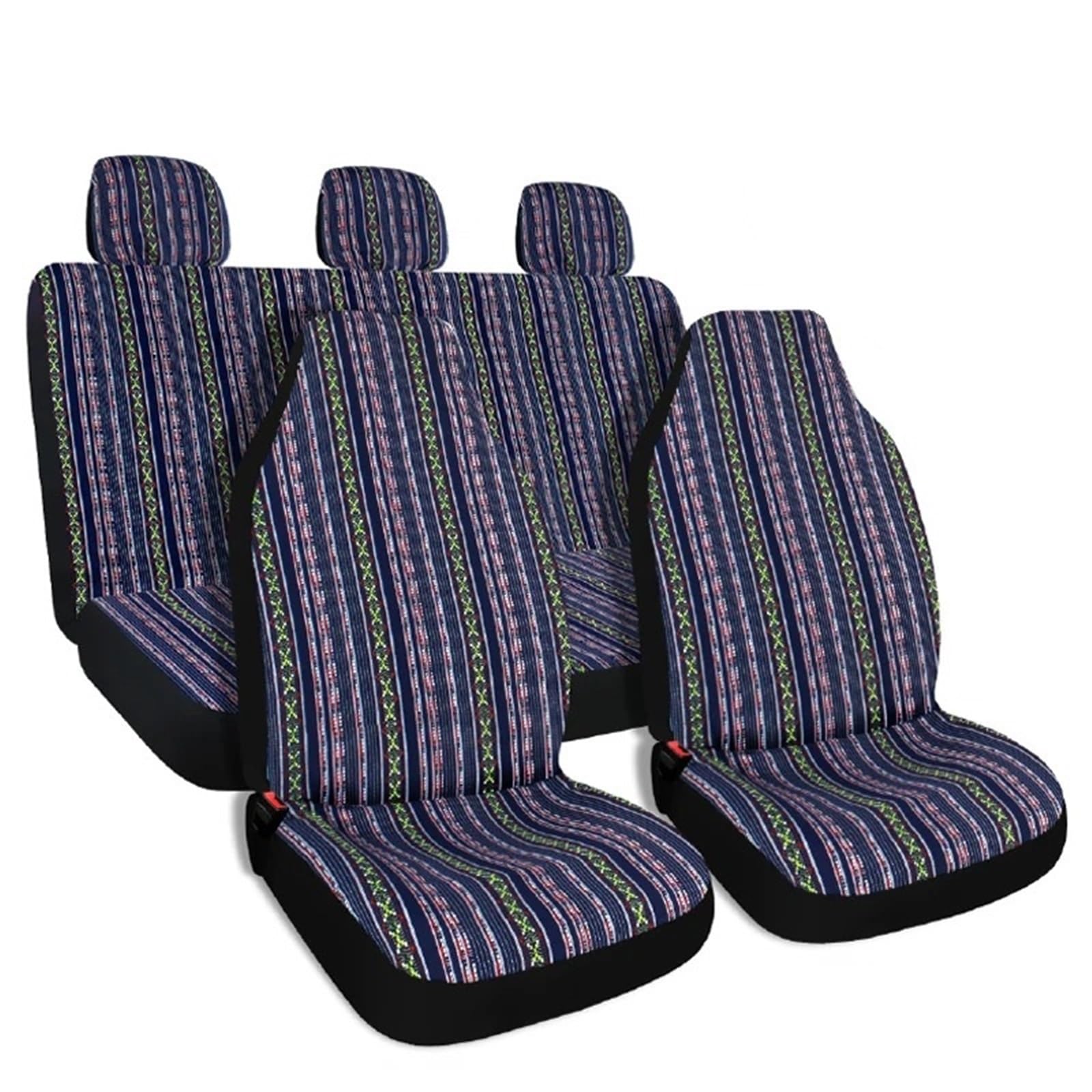 HILLAR Coprisedili Universali Lavabili Coprisedili Per Auto A Righe Set Completo Con Cuscinetti Per Cintura Di Sicurezza Coprivolante Coprisedili(Green Purple)