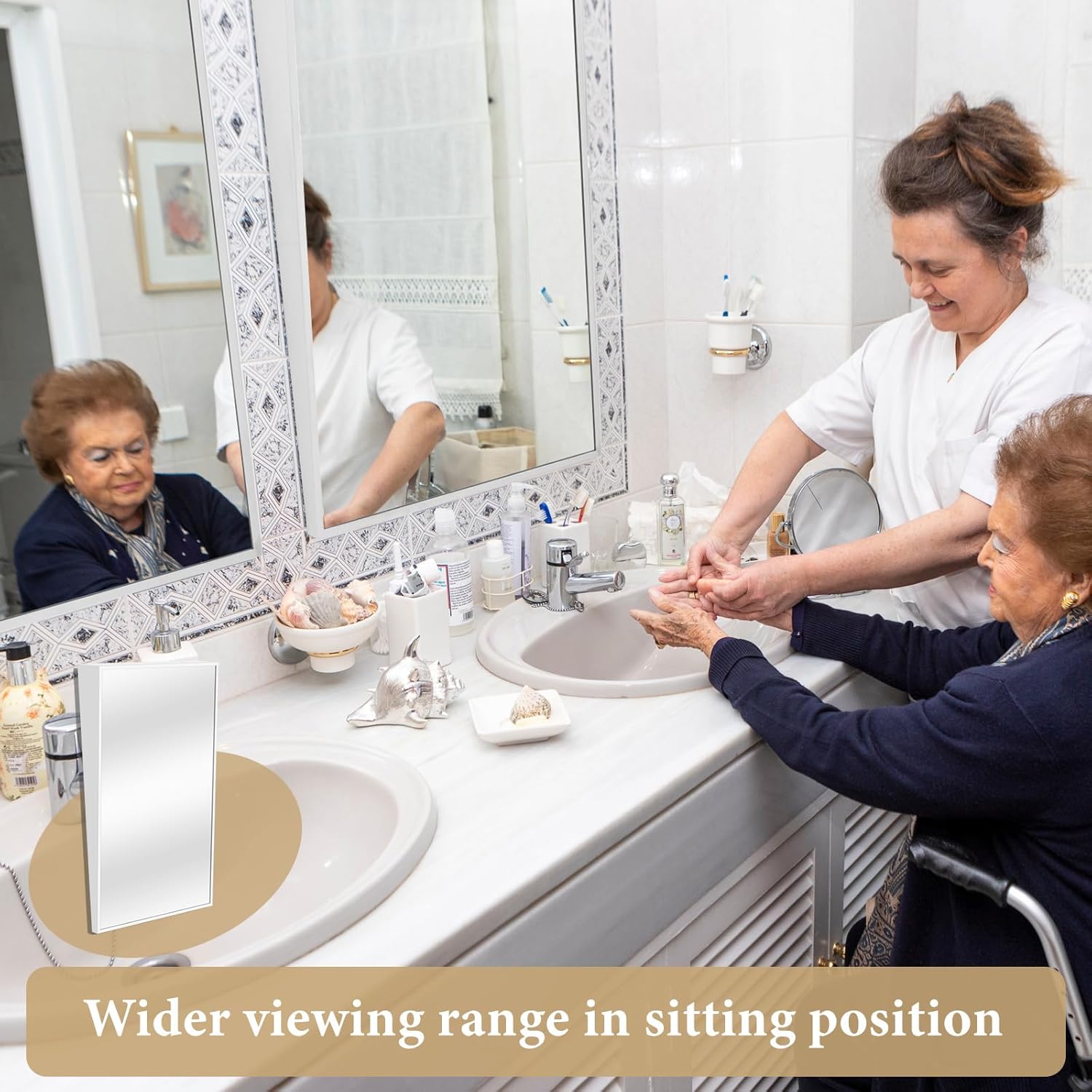 Fixed Tilt Mirror 18" Width x 36" Height 304 Stainless Steel Frame Fixed Position Tilt Mirror for Handicap Bathroom Applications