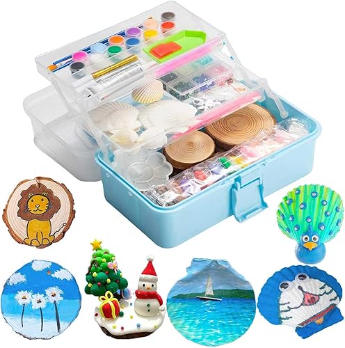 IMNTHO Kit de pintura de madera para niños, kit de pintura de conchas de mar, regalos para niños y niñas de 5 a 12 años, kits de actividades de