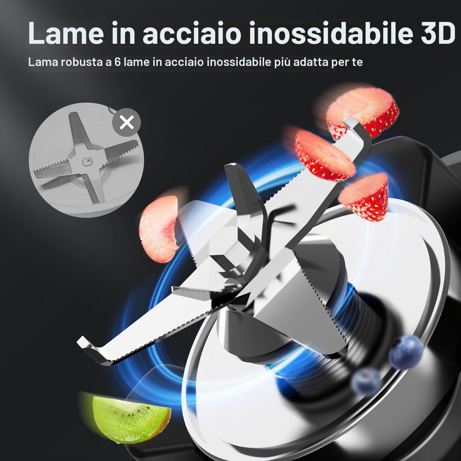 AMZCHEF Frullatore Tritatutto Multifunzione con 8 Velocità Selezionabili, Frullatore Professionale 1800W, Blender 1,85 Litri per Frullati, Smoothie, Tritaghiaccio, Frutta Congelata, Frutta Secca
