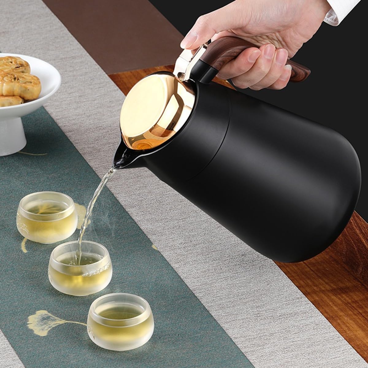 Jarra Térmica De Café En Acero Inoxidable 1.6 Litro Doble Pared Jarra Térmica De Acero Inoxidable Termo Pot, Dispensador De Bebidas Mantener Caliente/Frío(/Silver)