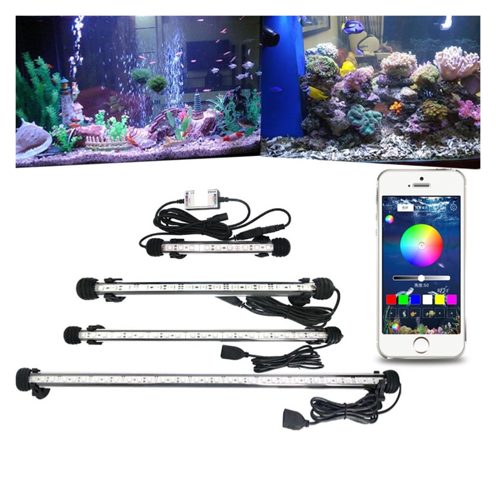 oświetlenie akwarium Oświetlenie do akwarium RGB Marine Kontroler Fish Tank Oprawa Led do akwarium Led Light Zatapialne oświetlenie do akwarium do akwarium roślinnego(29CM)