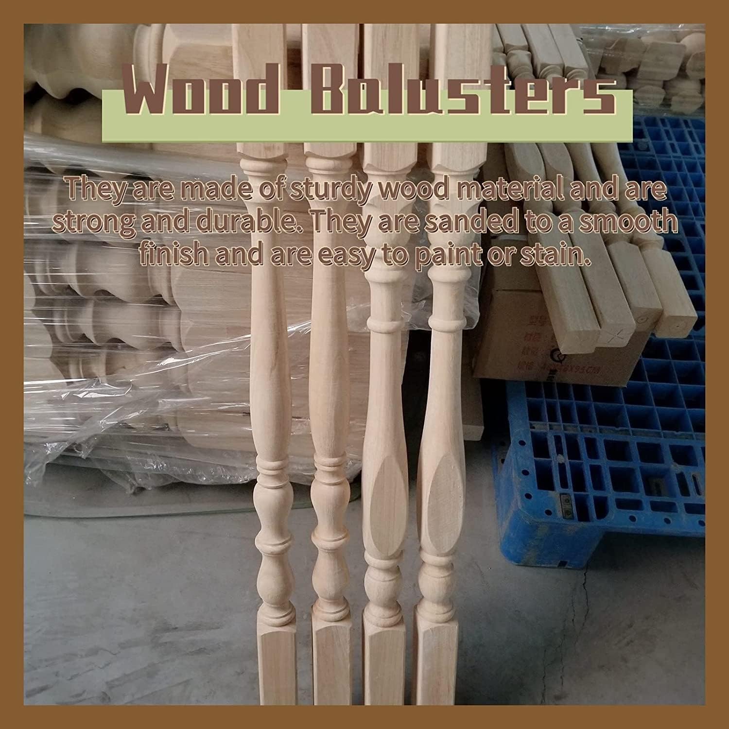 Corrimano Scala Balaustra in Legno Mandrino Balaustre per Scale Interne, Colonna per Mandrini Interni Moderni per Scala Balcone Casa Attico, 5 Pack, 95cm/37.4in