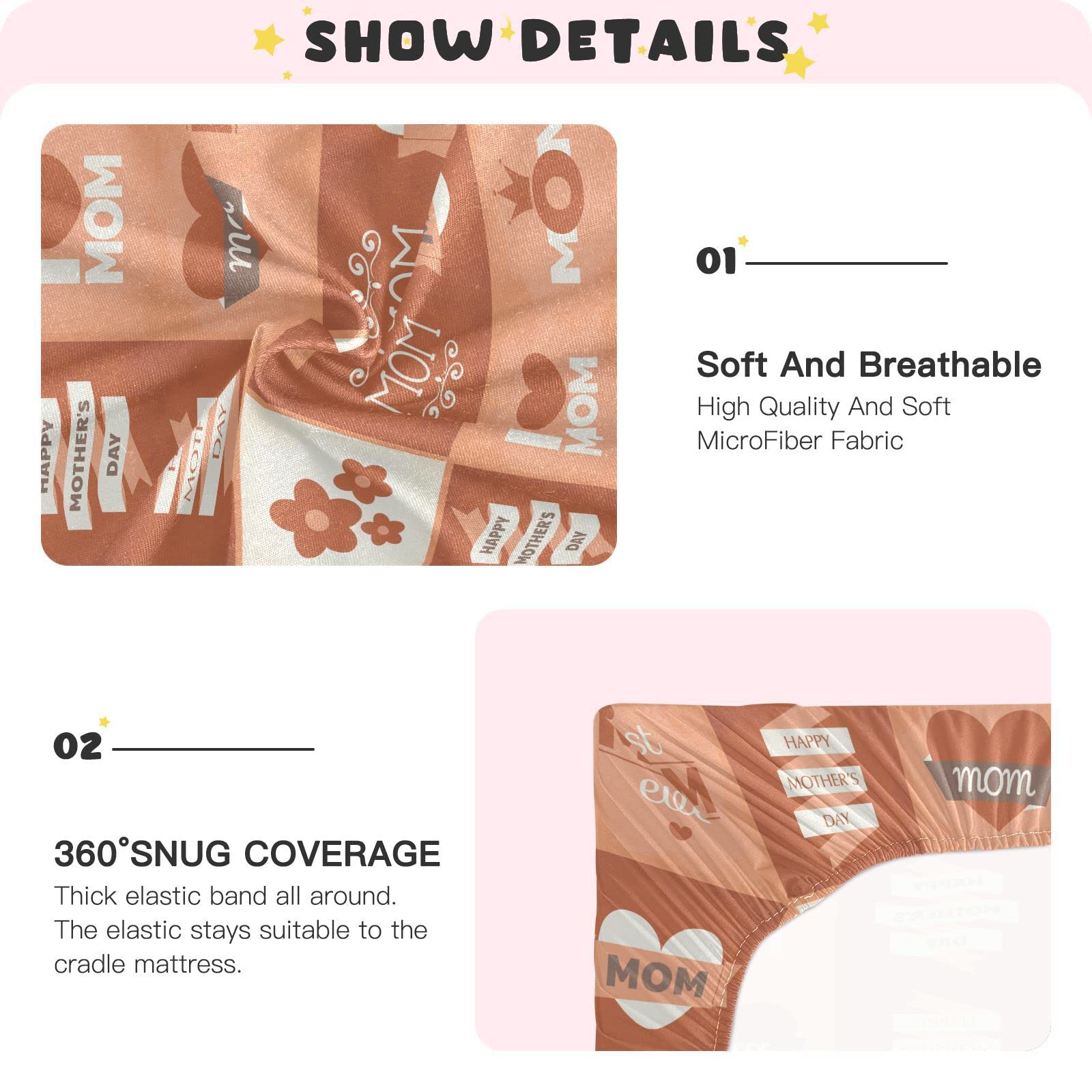 Morbuy Motif Jacquard Draps Housses Pour Lit Bébé, Impression Douce