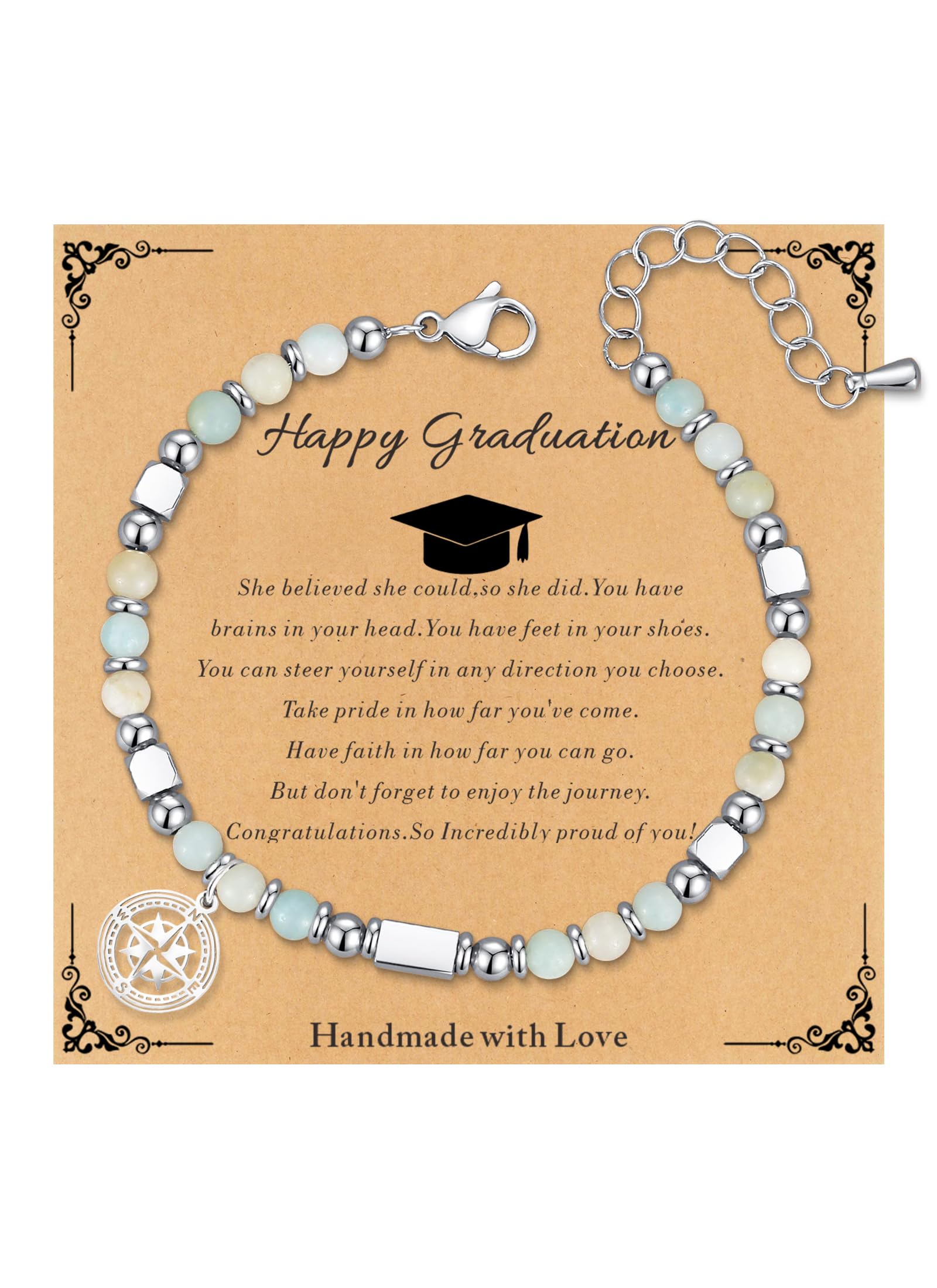 2026 Graduation Gifts for Girls, Her, Kids Natural Gemstone Bracelets for Girls Daughter Granddaughter Niece Sister Teenager Girl Birthday Gifts Idea