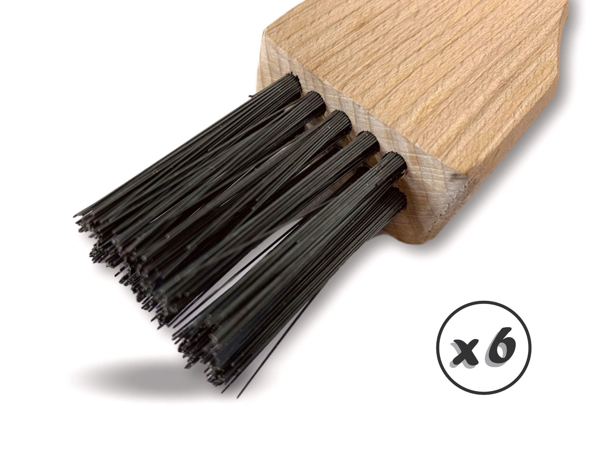 Kibros Lot 6 pinceaux brosses acier trempé dur 2 rangs manche bois