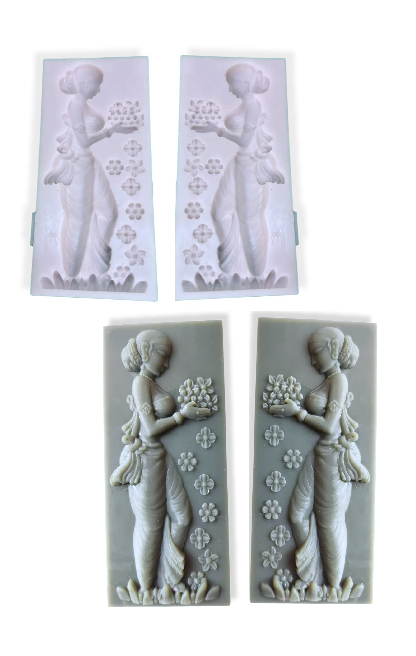 ACE Indian Traditional 3D Engraved Welcoming with Flower Frame Pattern Silicone Mold DIY Resin Cement Clay Wax Art and Craft Silicone Mold