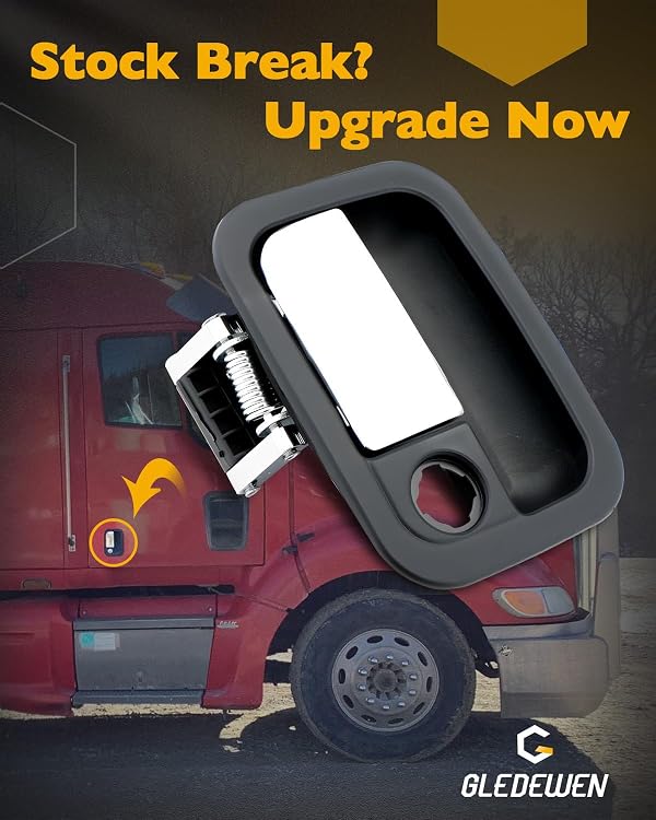 Passenger Door Handle, Compatible with Kenworth 2005-2020 Kenworth, Peterbilt 2001-2025, Chrome Exterior Front Right Passenger side w/ Key Hole, Replace# 760-5408, R56-1025R, Outside Door Hanlde Part by Gledewen - Used condition - Image 5