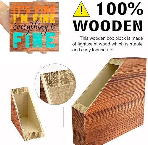 Miniatura 10 de It's Fine I'm Fine Everything is Fine Wood Block Sign,Positive Affirmation Desk Decor,Inspirational Desk Decor Gift for Women,Motivational Wooden