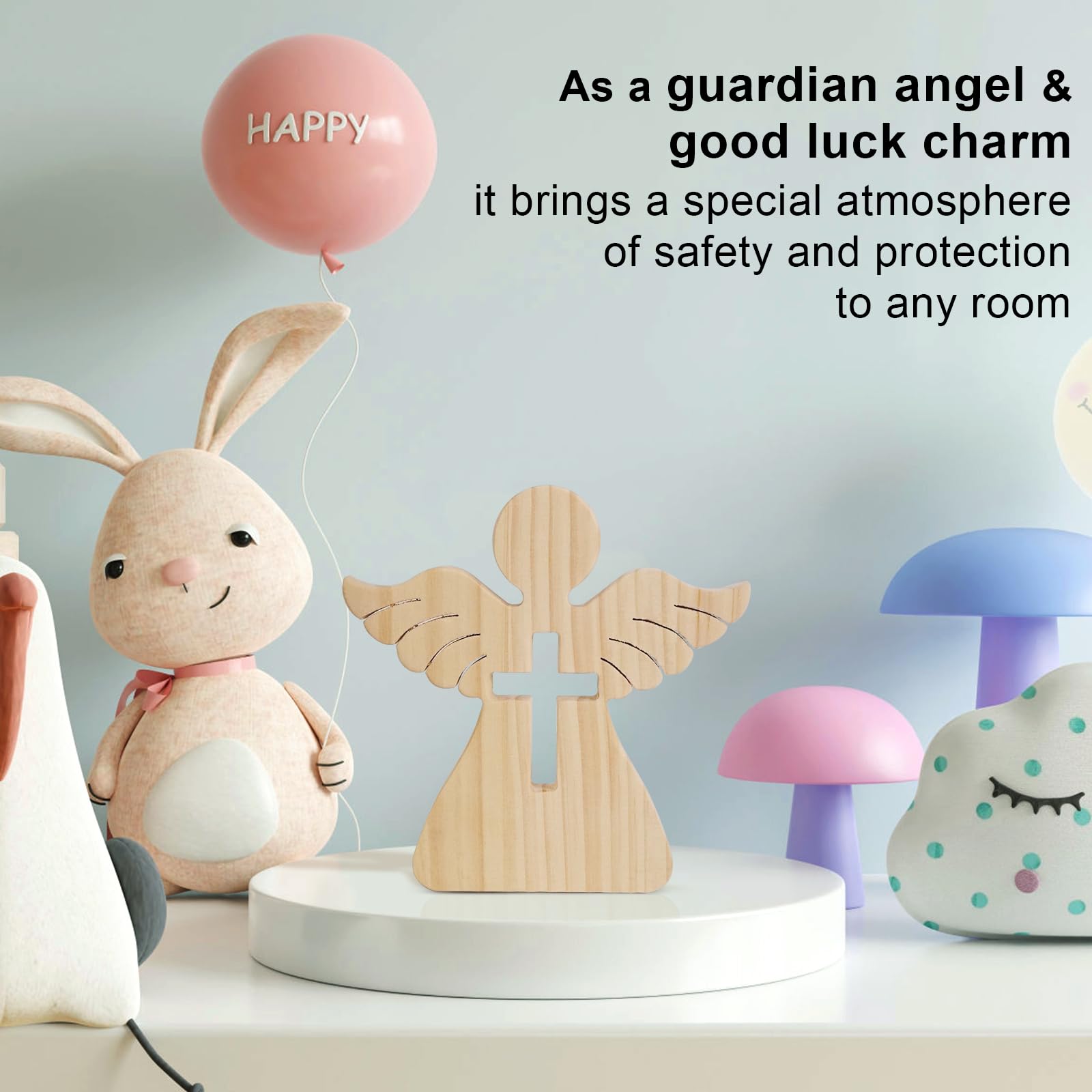 Parastar Ange Gardien Décoration Bois Figurine Poche Baptême Gravure Filles Garçons