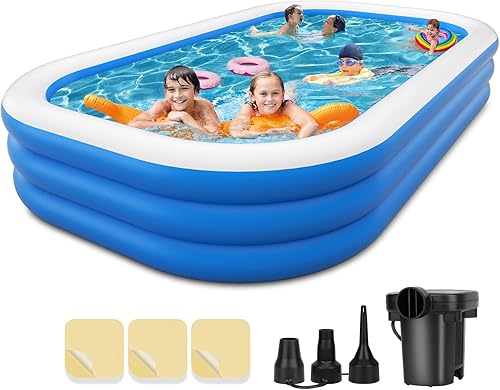 Piscina familiar inflable con bomba  136 x 72 x 22 pulgadas para adultos y familia