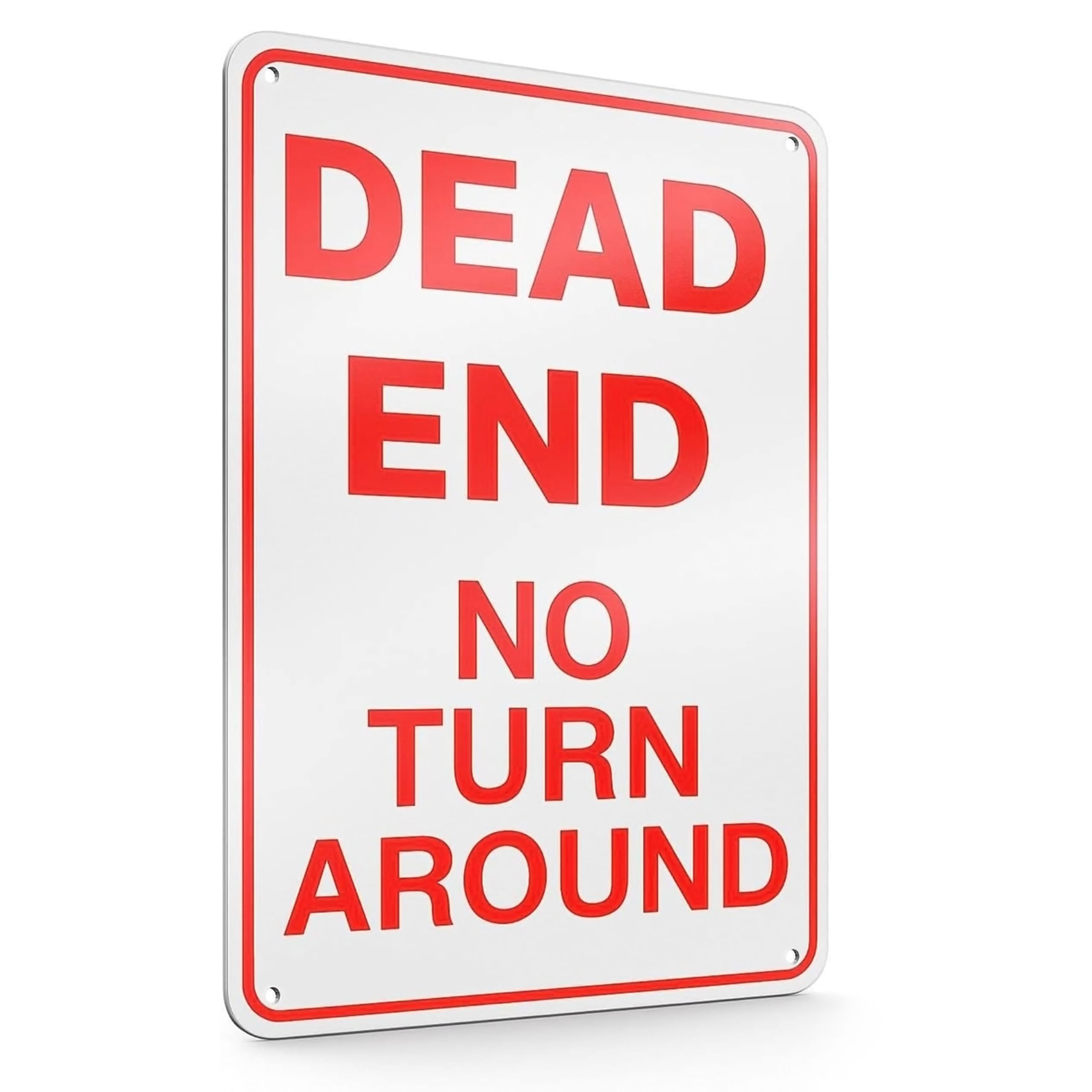 Dead End No Turn Around Driveway Warning Sign, Outdoor & Indoor, 12x8 inch