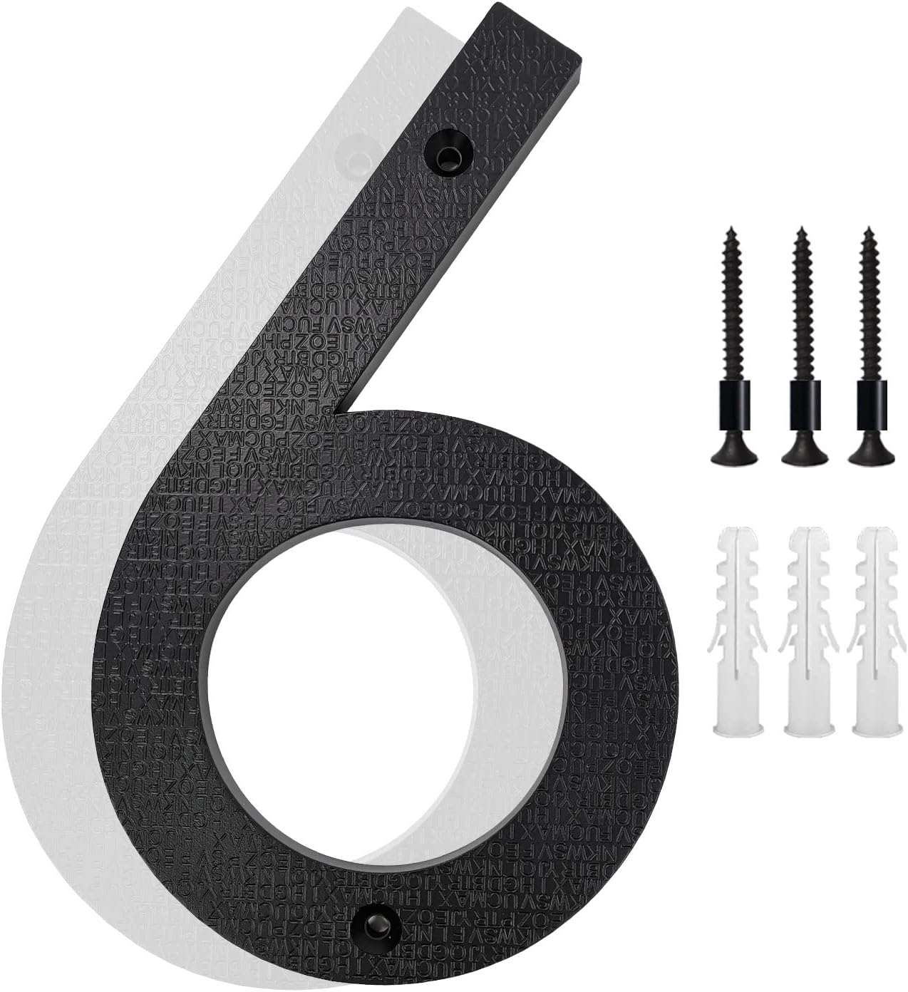 8’’ Modern Floating House Numbers for Outside, Large Black Shadow Home Number with Nails Kit & Template, Easy to Be Mounted for Exterior House Address, Garage Gate, Street, Farmhouse, Number 6