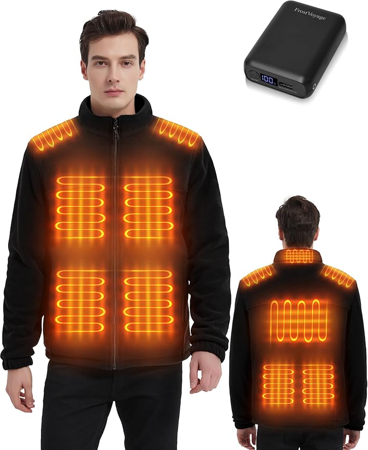 Heated Jackets with 18400mAh Battery Pack, 10 Heat Zones, Lightweight Heated Fleece Jacket for Men Women