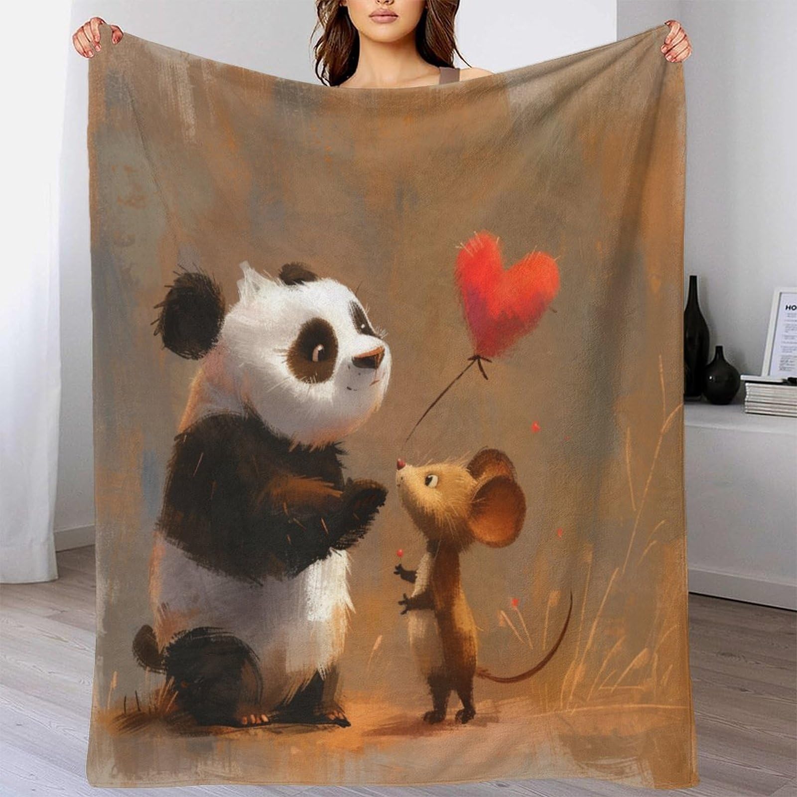 Coperta morbida in pile di flanella, con panda, regalo di compleanno per amici, famiglia, regalo di Natale per amici e partner, coperta natalizia per divano e letto, 200 x 230 cm