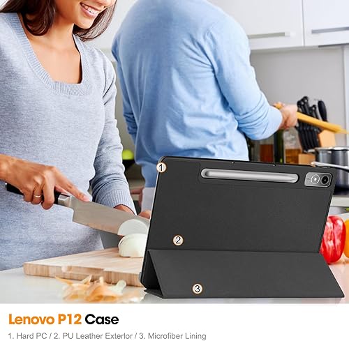 Miniatura 7 de Funda para Lenovo Tab P12 de 12.7 pulgadas 2023, plegable folio ultrafino Smart PU Funda de cuero para Lenovo Tab P12 Lenovo Xiaoxin Pad Pro 12.7