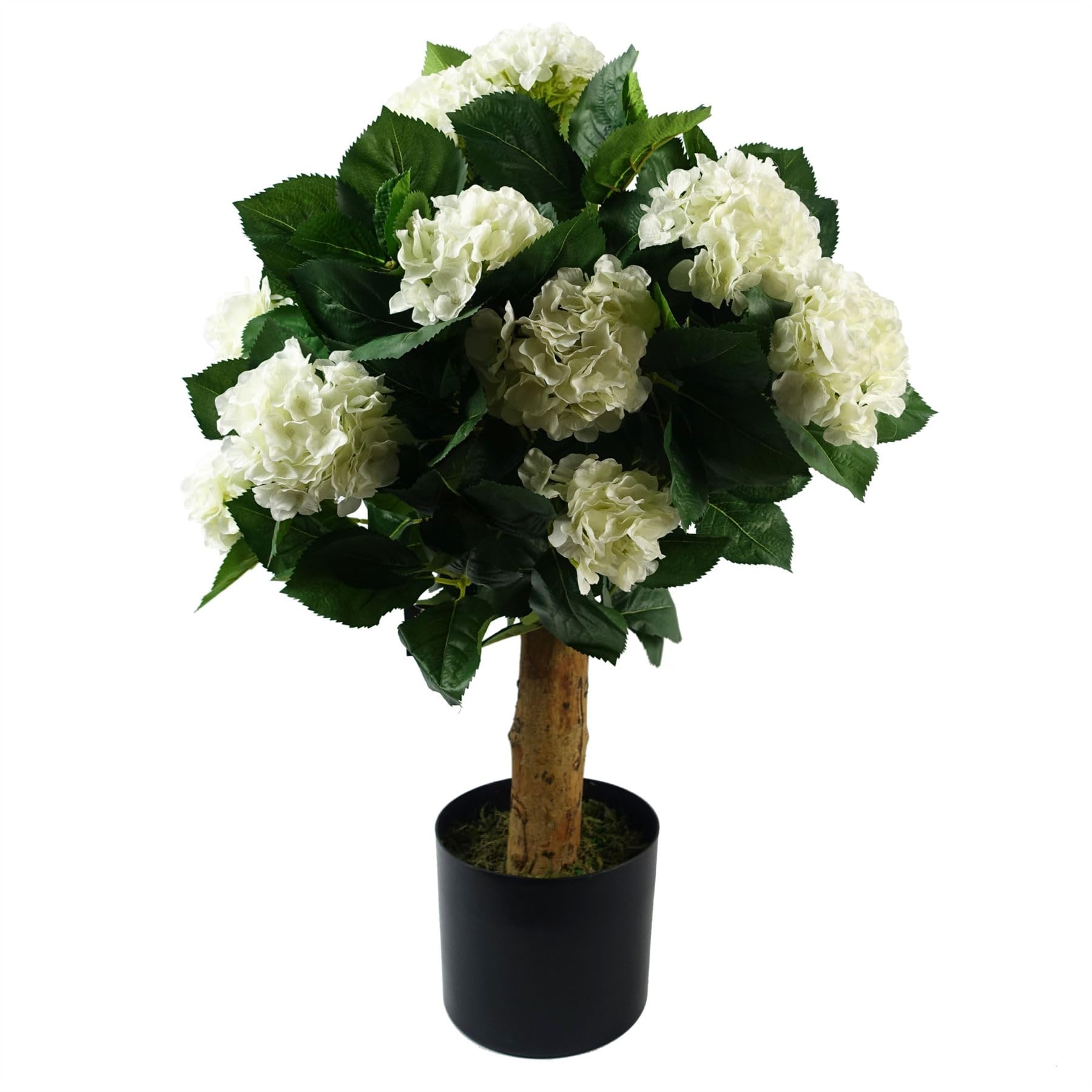 Artificial White Hydrangea Plant Potted 75cm Bush - Botanik - Silk Flowers