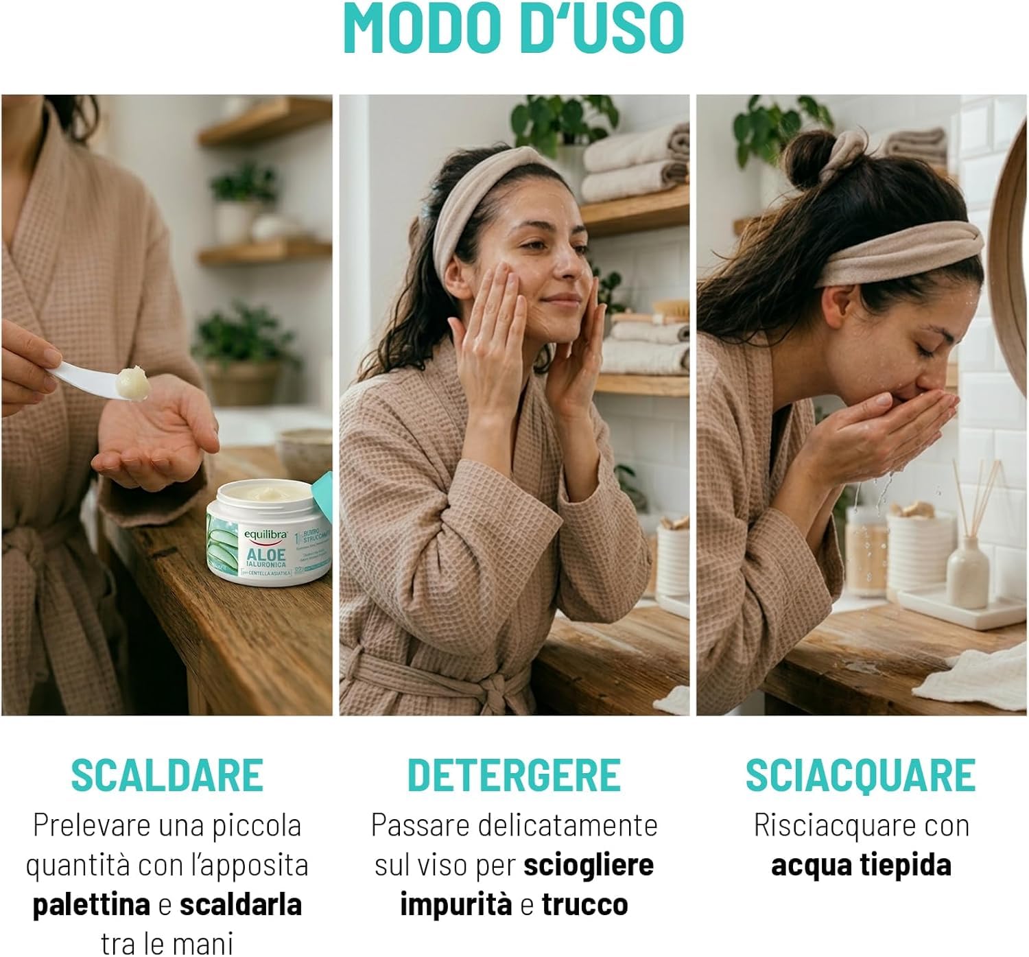 Equilibra, Aloe Ialuronica Burro Struccante Viso, con Burro di Aloe, Acido Ialuronico e Centella Asiatica, Doppia Detersione, Adatto a Pelli Sensibili, Clinicamente Testato, 80ml