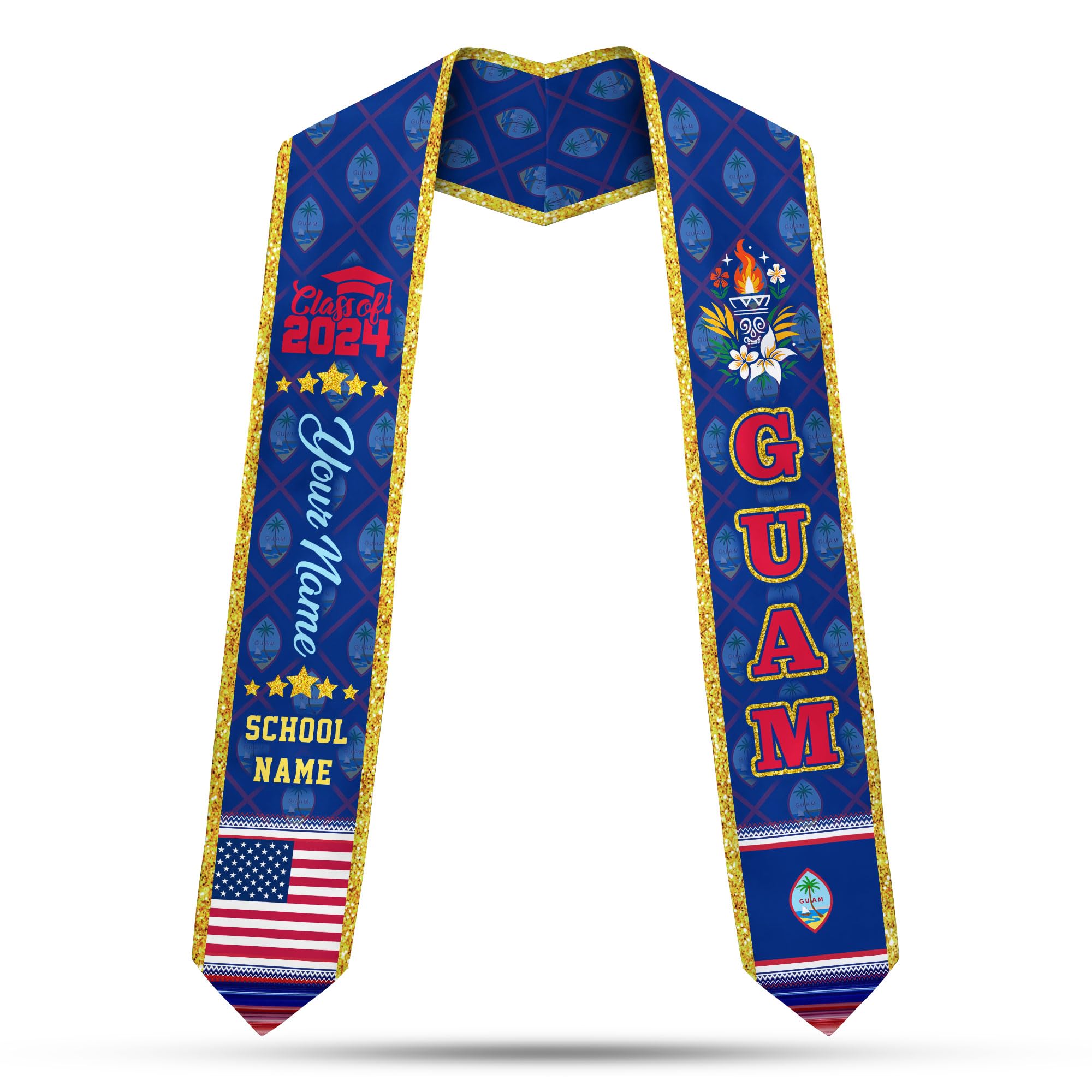 MonkeyVan Guam Graduation Sash Guam Guamanian Flag Stole Guam Sash Graduation 2025 Guam Graduation Stole 2025 Class of 2025 Gu7