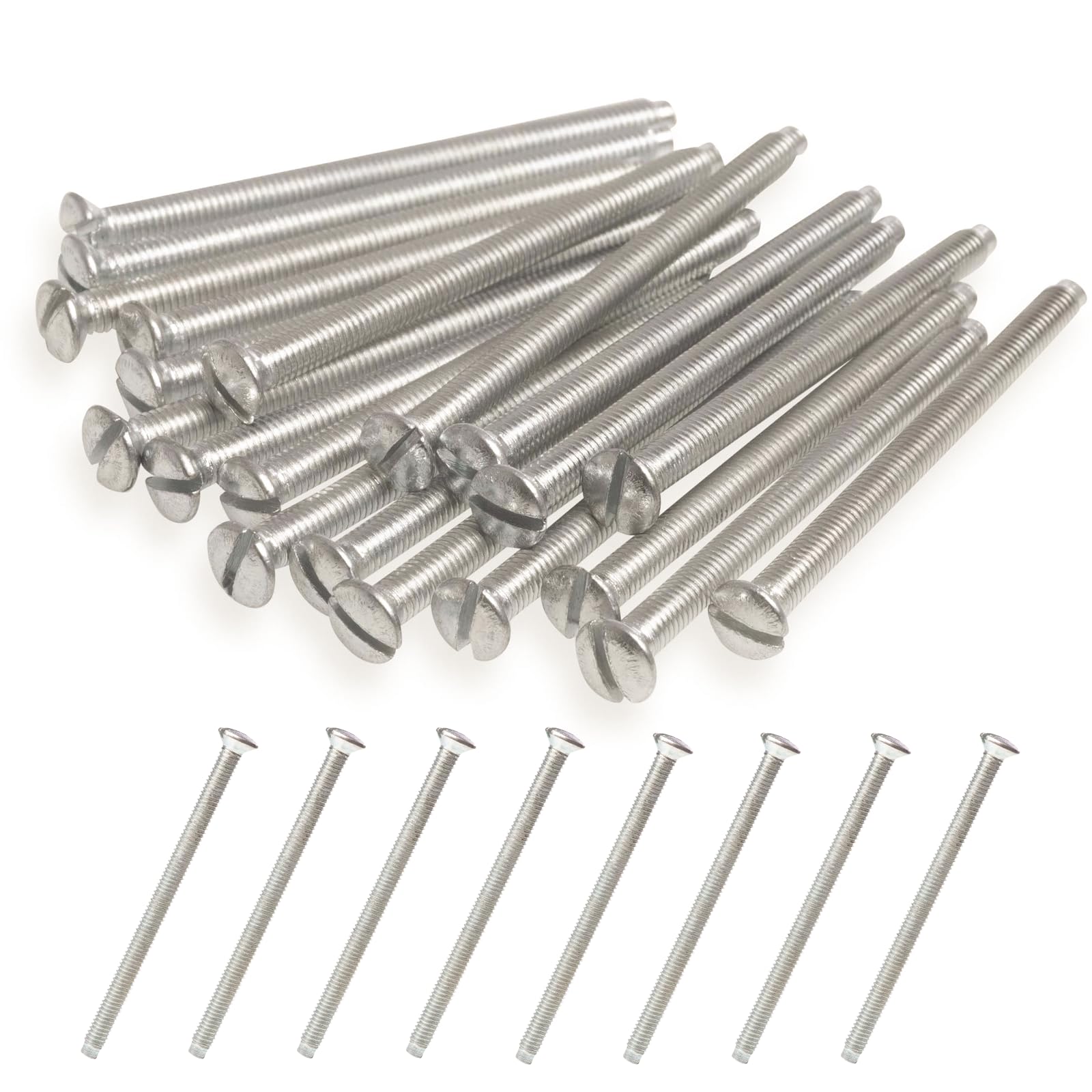 40PCS M3.5 Electrical Socket Screws, Silver Flat Head Slotted Machine Screws, Length 40mm, Electrical Switch Screws for Socket & Switch Installation, Back Boxes & Faceplates — image 1