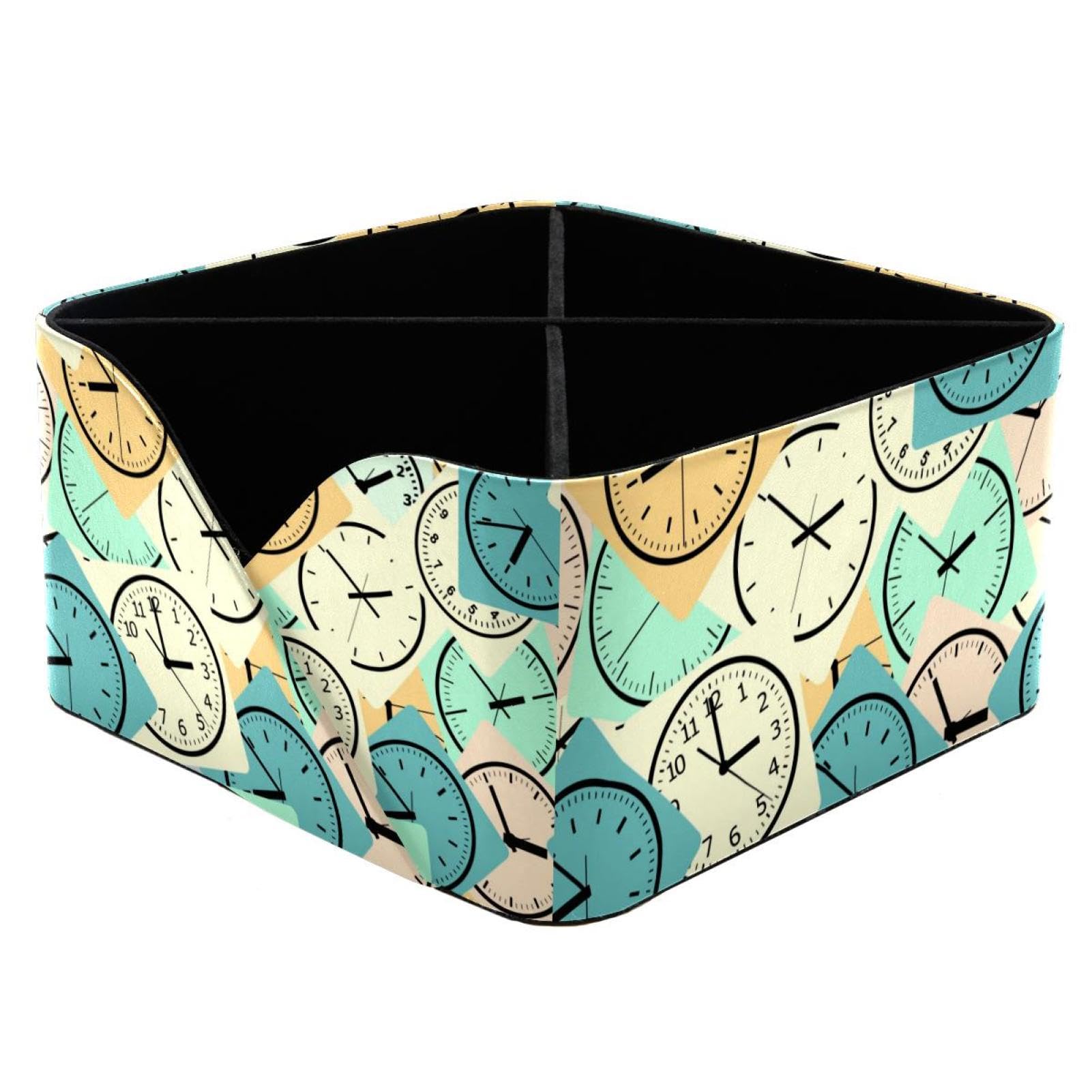 Organiseur de bureau motif horloge avec 4 compartiments et porte-crayons de rangement