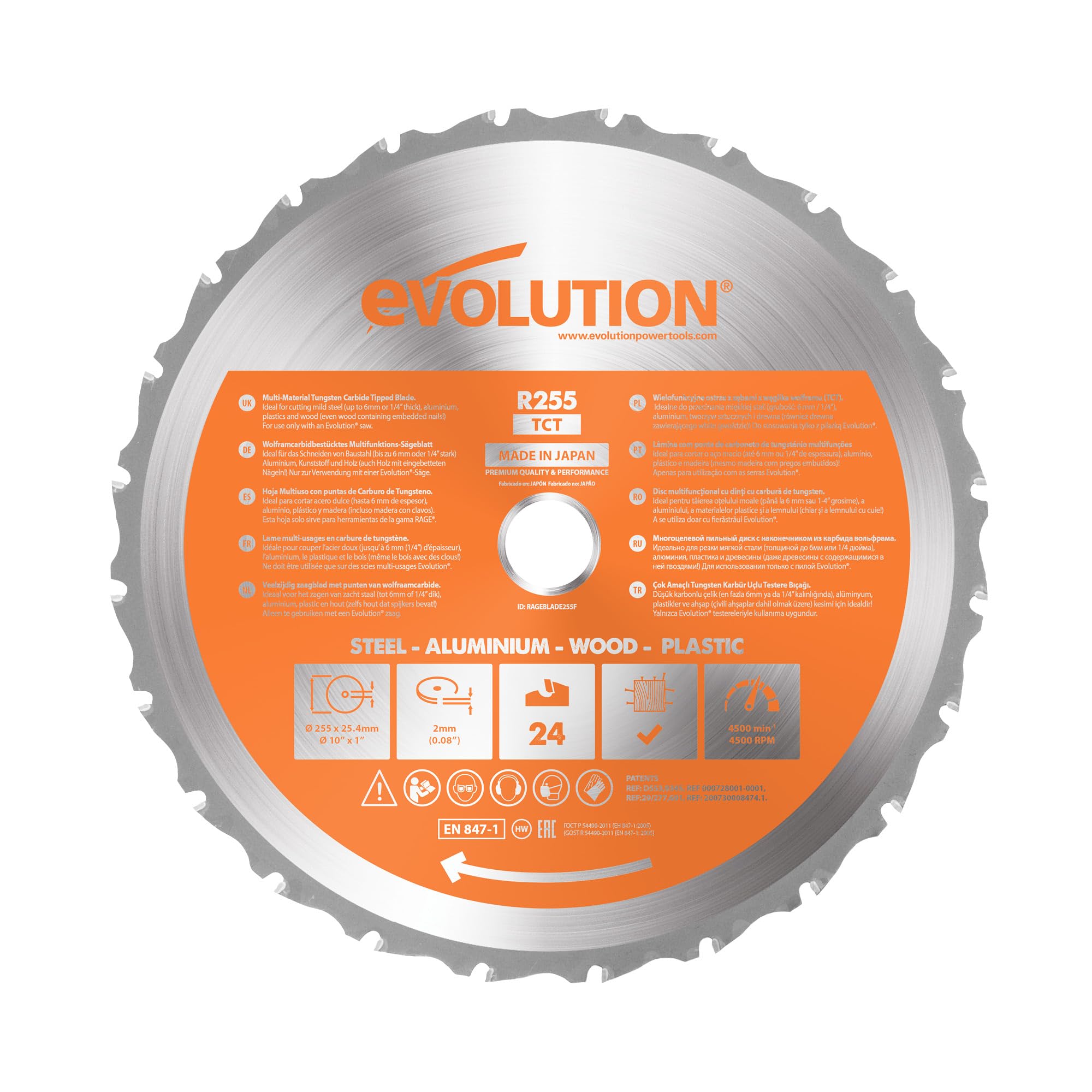 Evolution Multi-Material Mitre Saw Blade 210 x 25.4mm x 24T EVL210MULTI