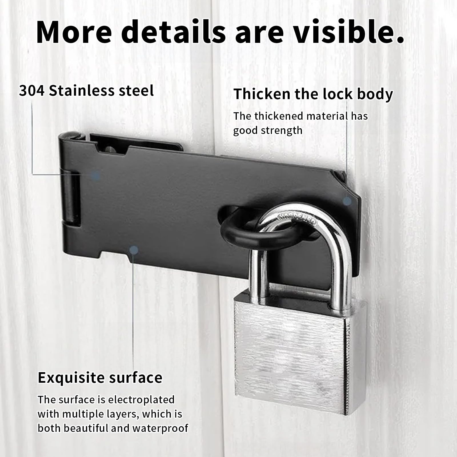 1 Piece Heavy-Duty Shed Lock Buckle, Door Padlock Hasp, Stainless Steel Padlock Hasp - Image 3