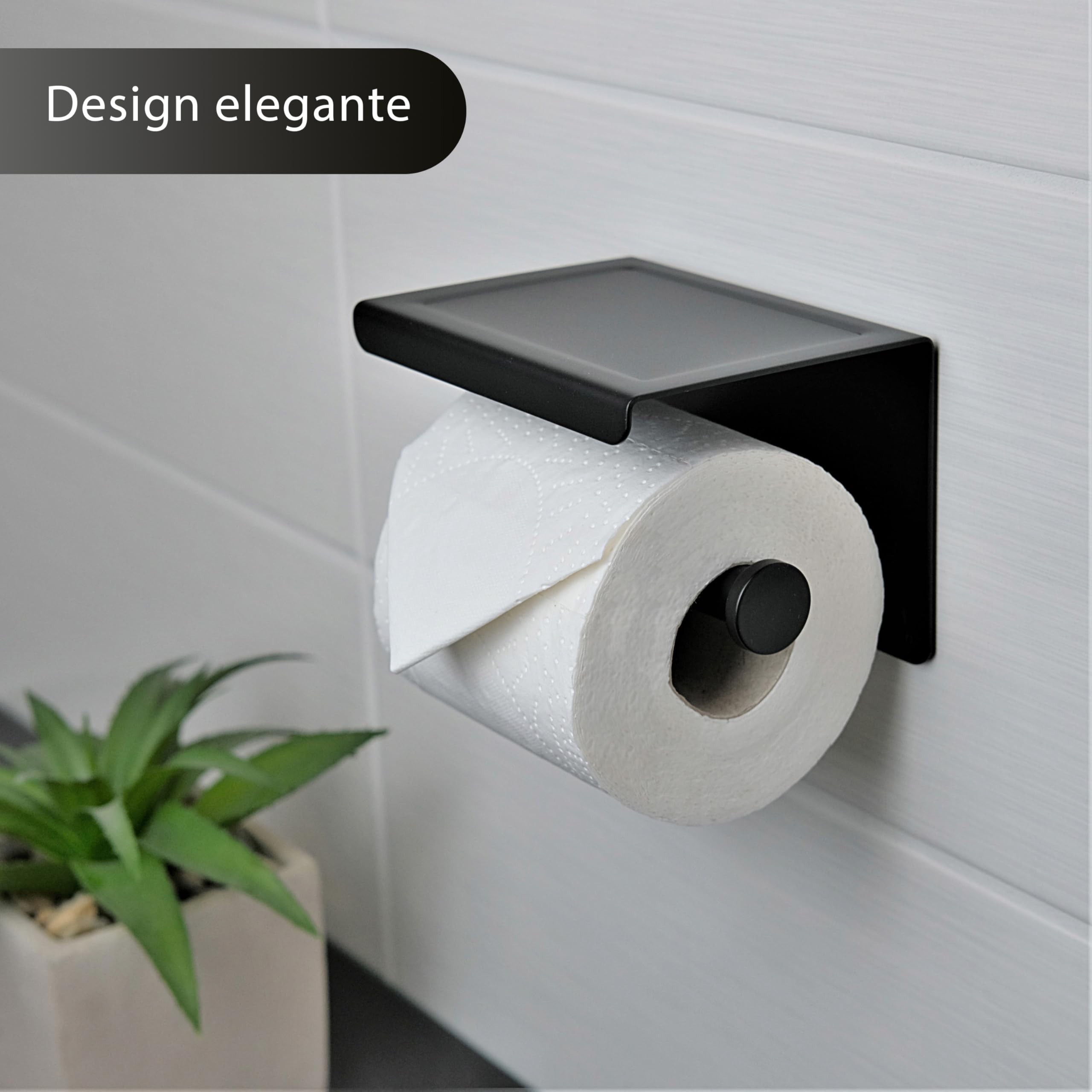 TBFL Porta Carta Igienica, Porta Rotolo in Acciaio Inossidabile 304, Dispenser di Carta Igienica Rotondo Moderno Montato A Parete per Il Bagno,Nero