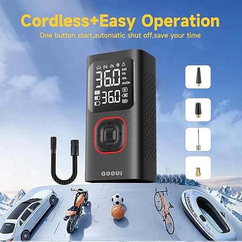 Miniatura 4 de Inflador de neumáticos, compresor de aire portátil, mini bomba de aire inalámbrica para automóvil, motocicleta, bicicleta, bolas, con luces LED y