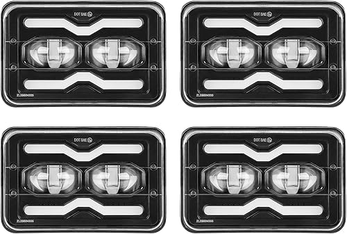 Miniatura 8 de SUPAREE 4 faros LED 4x6: Faros delanteros LED rectangulares DOT para camiones con haz sellado Hi/Lo y DRL compatibles con Feightliner Peterbilt