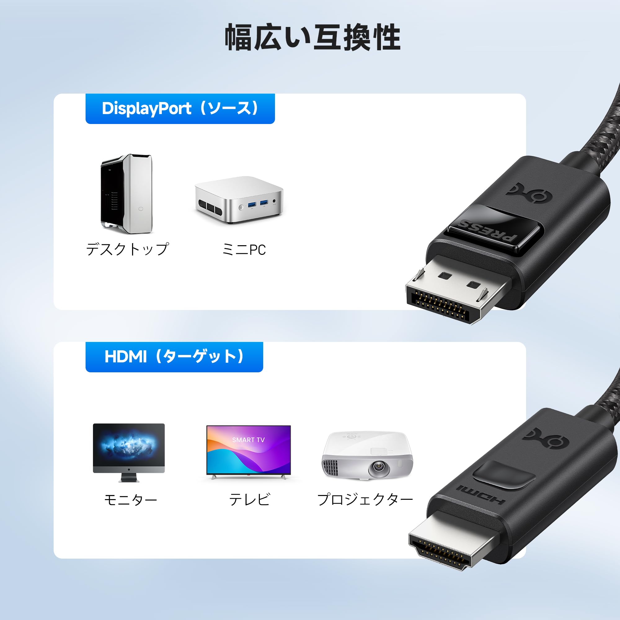 Amazon.co.jp: Cable Matters 8K DisplayPort HDMI 2.1 変換ケーブル