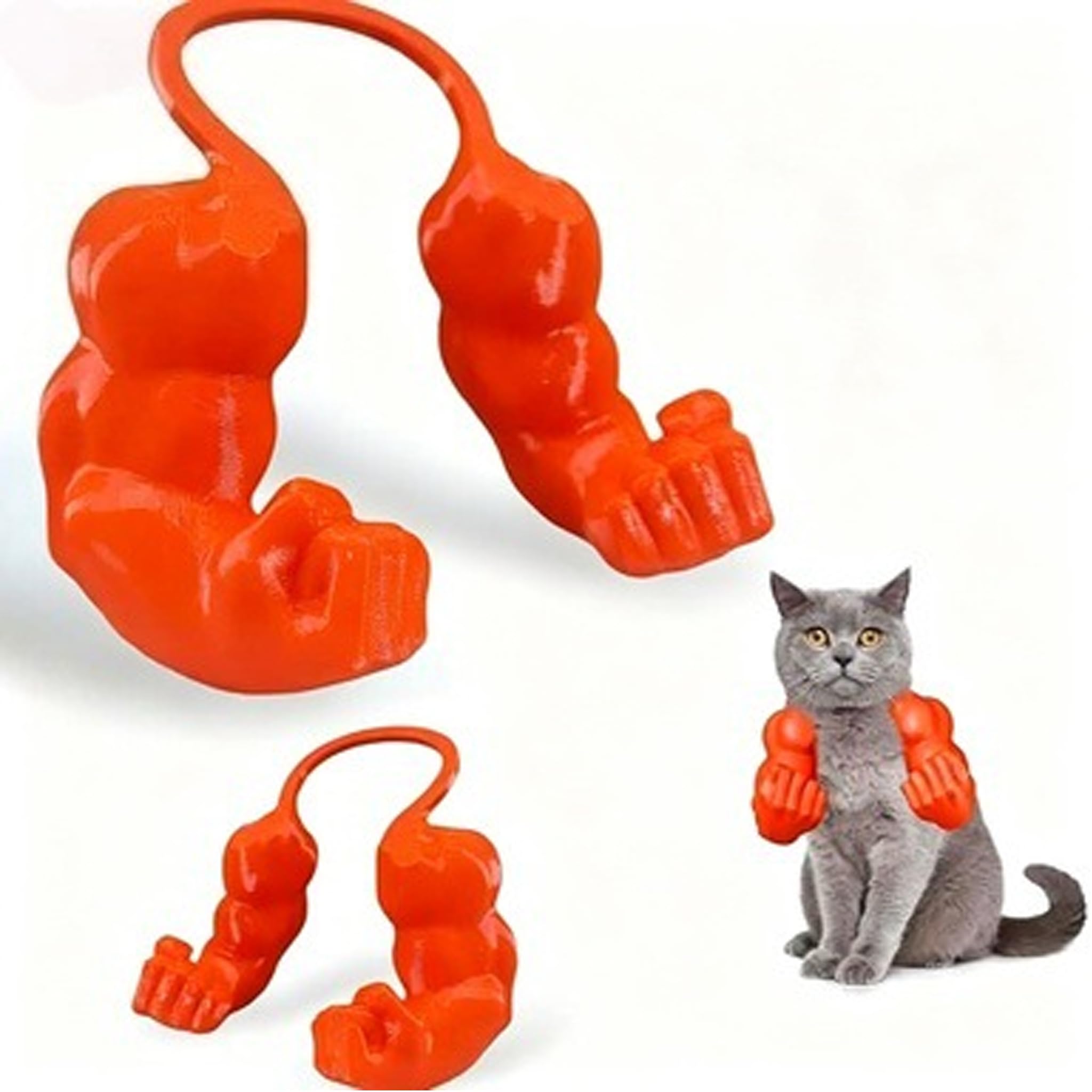 BRTNUP Cat Muscle Arms Costume, Orange 3D Printed Muscle Arms for Cats