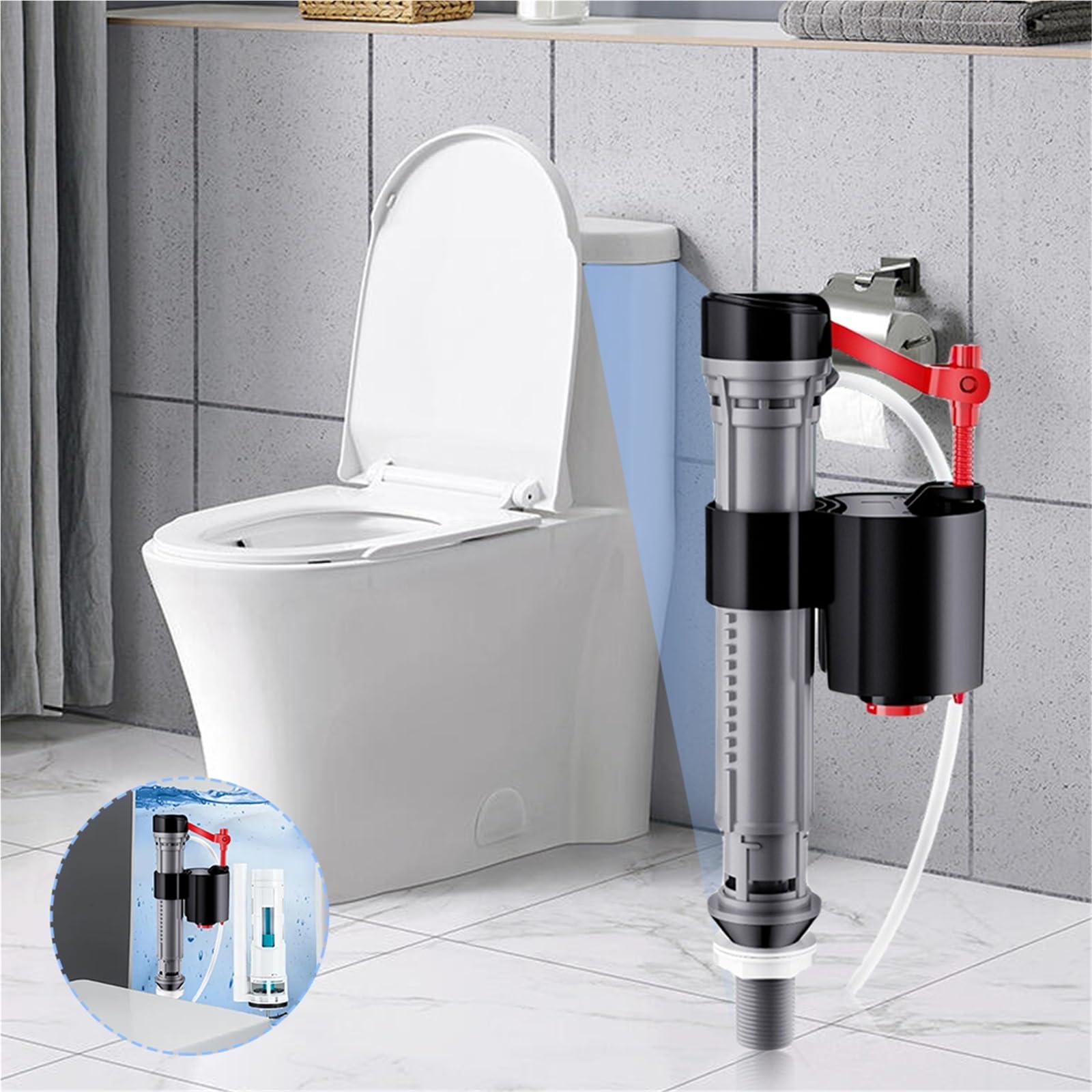VáLvula De Descarga Para Inodoro Toilet Tank Flush Valve Adjustable Height Replacement Kit 19.5-30.5cm Toilets Filling Valves for Repair