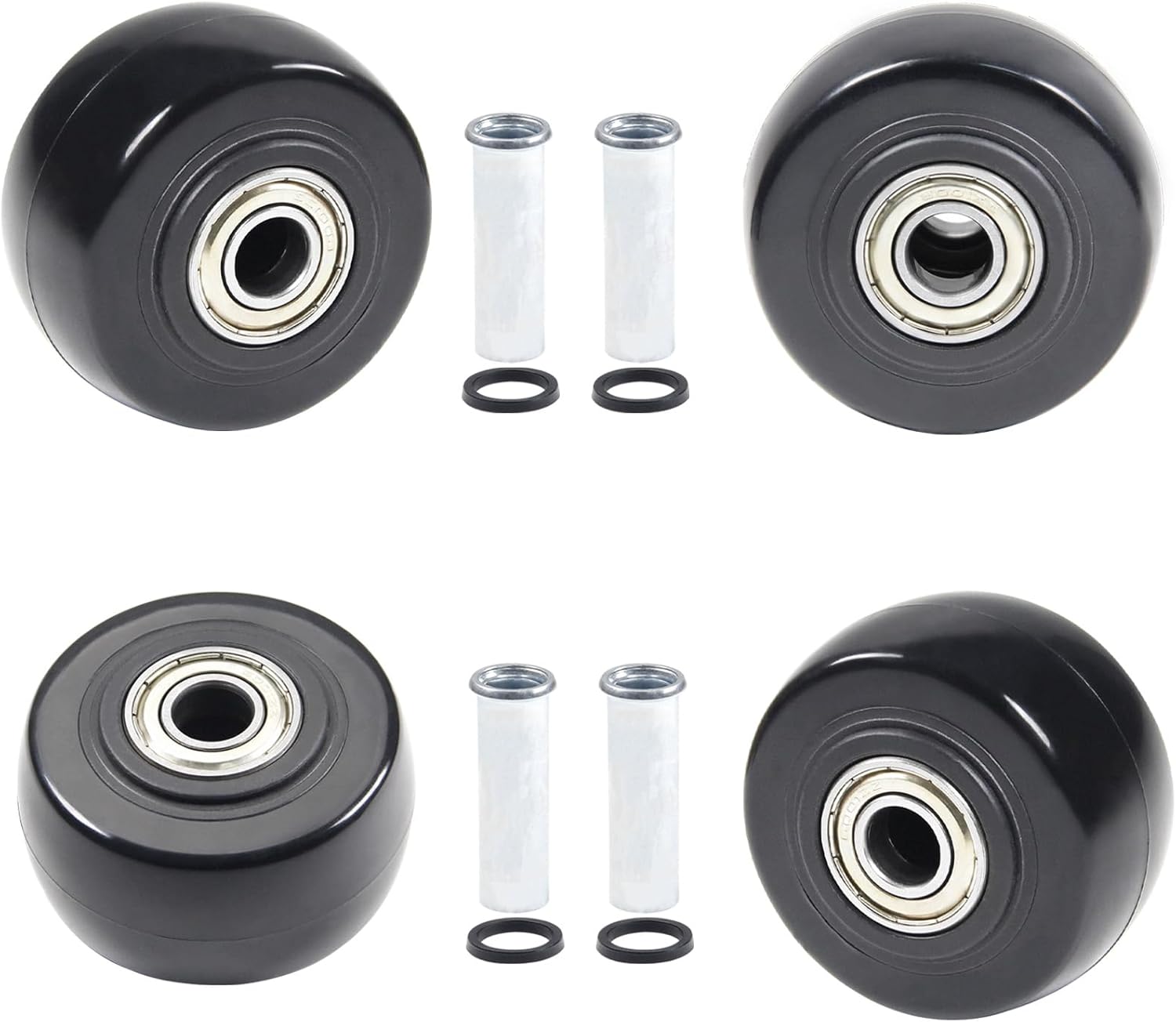 2.5" x 1.25" 4Pcs Push Cart Wheels 2.5 Inch PU Caster Wheels Just Wheel, 3/8" axle Small Plate Casters, Roller Wheel with Bearing Replacement Wheels for Laundry Cart Cargo Elevator Hand Truck