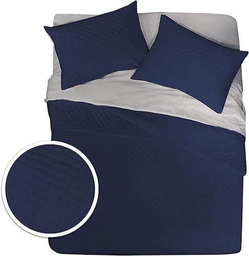 Posh Home Juego de edredón de tamaño individual, manta de mezcla de algodón de punto jersey, colcha azul marino, colcha ligera, ropa de cama de disponible en Yaxa Peru