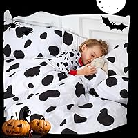 Vista 3 de Juego de funda de edredón con estampado de vaca, tamaño individual, 3 piezas, ropa de cama con estampado de dálmatas para niñas y niños