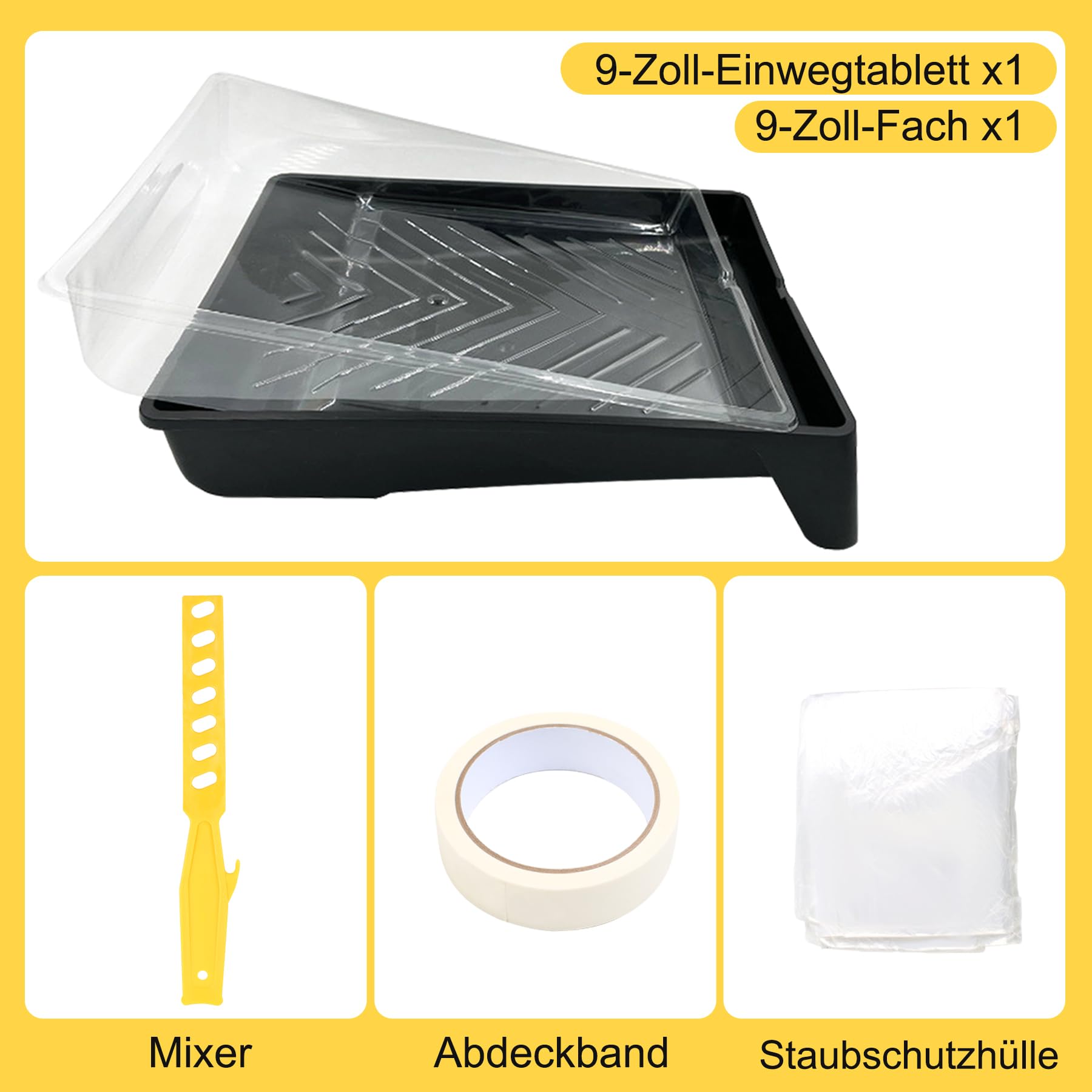 Zestaw wałków do malowania, 20 szt., 23 cm + 10 cm wałki do malowania i zestawy tac, zestaw rolek do malowania z drążkiem przedłużającym 1,5 m, pędzlem, ramami, tacą na farbę, zestaw rolek do
