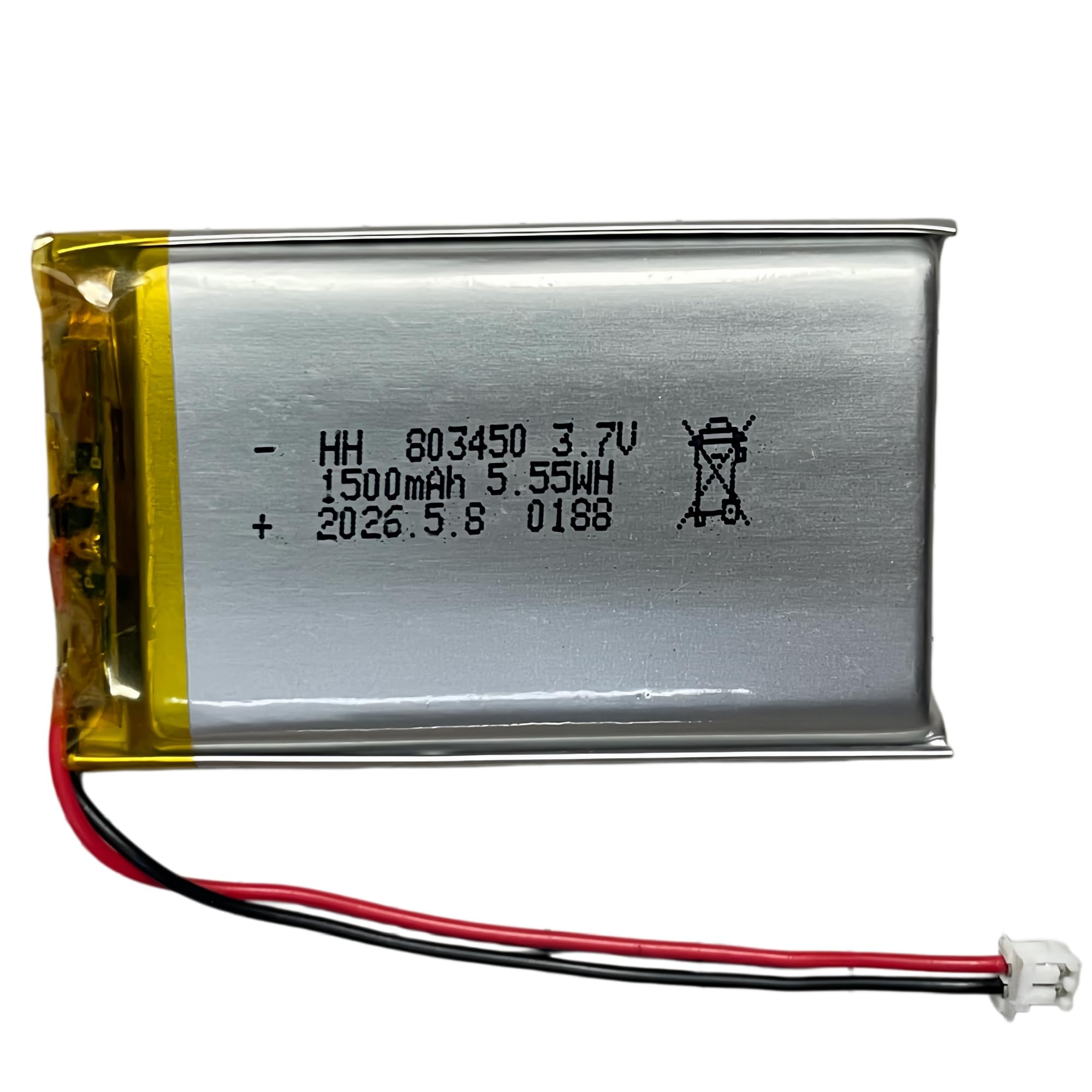 803450 LiPo Battery 3.7 V 1500 mAh Replacement Battery for PS4 Controller CUH-ZCT1J, Lithium Polymer Battery with 1.5 mm 2-Pin Plug, Approx. 56 × 34 × 8 mm, Not for CUH-ZCT2J