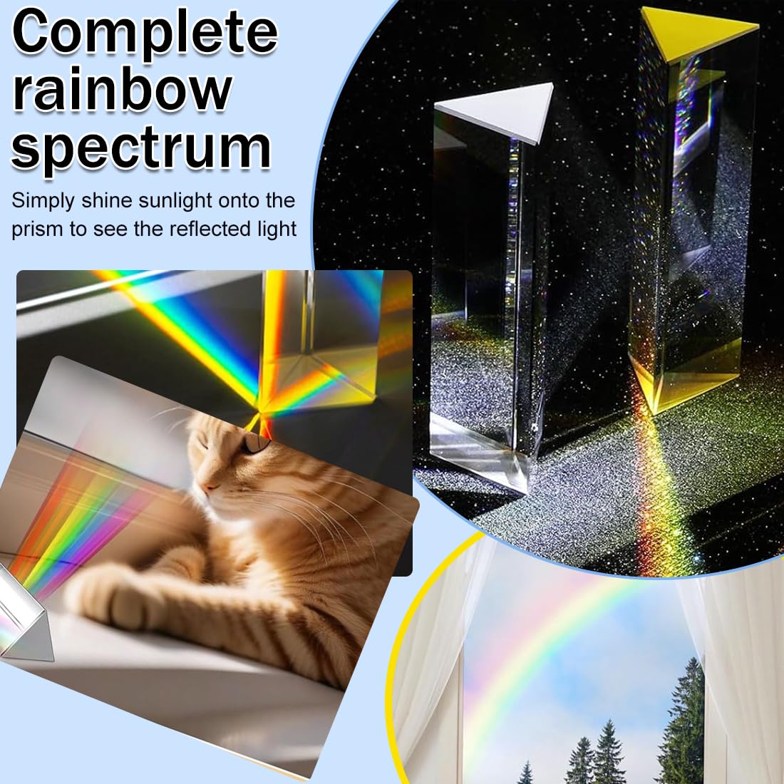 Prismi,Prisma triangolare in vetro ottico a due pezzi, prisma triangolare didattico, prisma rifrattivo